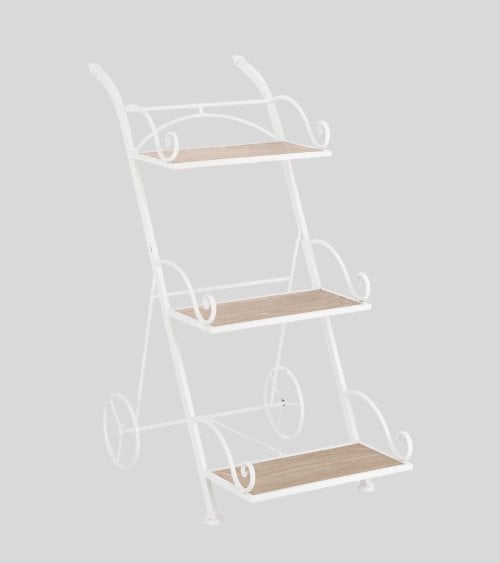 Portamacetas Diseño de Escalera con Ruedas Blanca