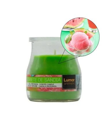 Vela de Sorbete de Sandía en Vaso de Yogurt