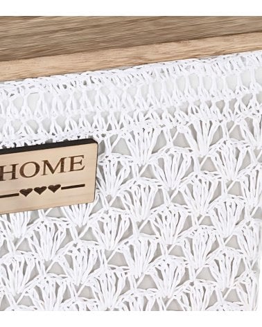 Cesta con Tapa de Fibra Trenzada y Madera