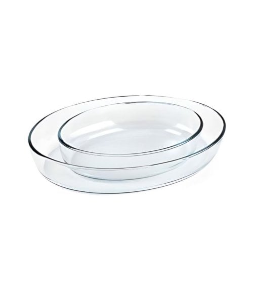Set de 2 Bandejas Ovaladas de Vidrio para Horno