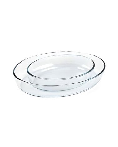 Set de 2 Bandejas Ovaladas de Vidrio para Horno