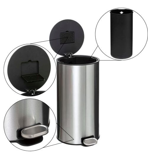 Cubo de Basura con Pedal de Acero Inox