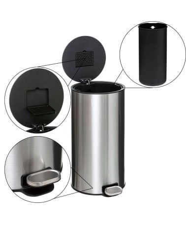 Cubo de Basura con Pedal de Acero Inox