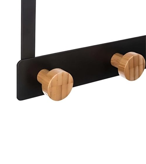 Percha de Metal y Bambú de 5 Cabezas para Colgar en Puerta