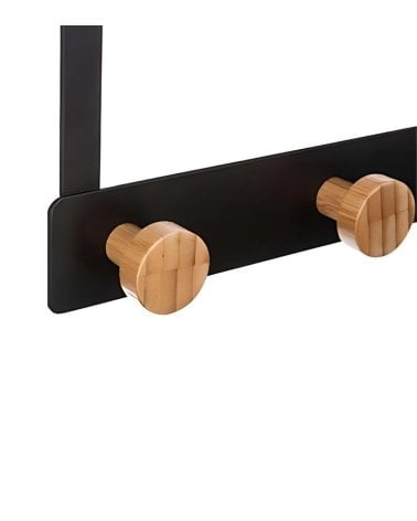 Percha de Metal y Bambú de 5 Cabezas para Colgar en Puerta