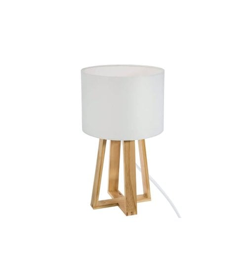 Lámpara de Mesa Elegante en Madera y Tela