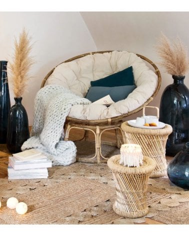 Sillón Papasan de Ratán con Cojín Acolchado