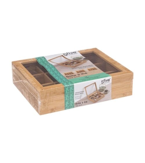 Caja para Té de Bambú con Compartimentos