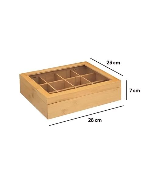 Caja para Té de Bambú con Compartimentos