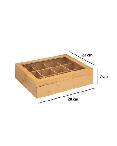 Caja para Té de Bambú con Compartimentos