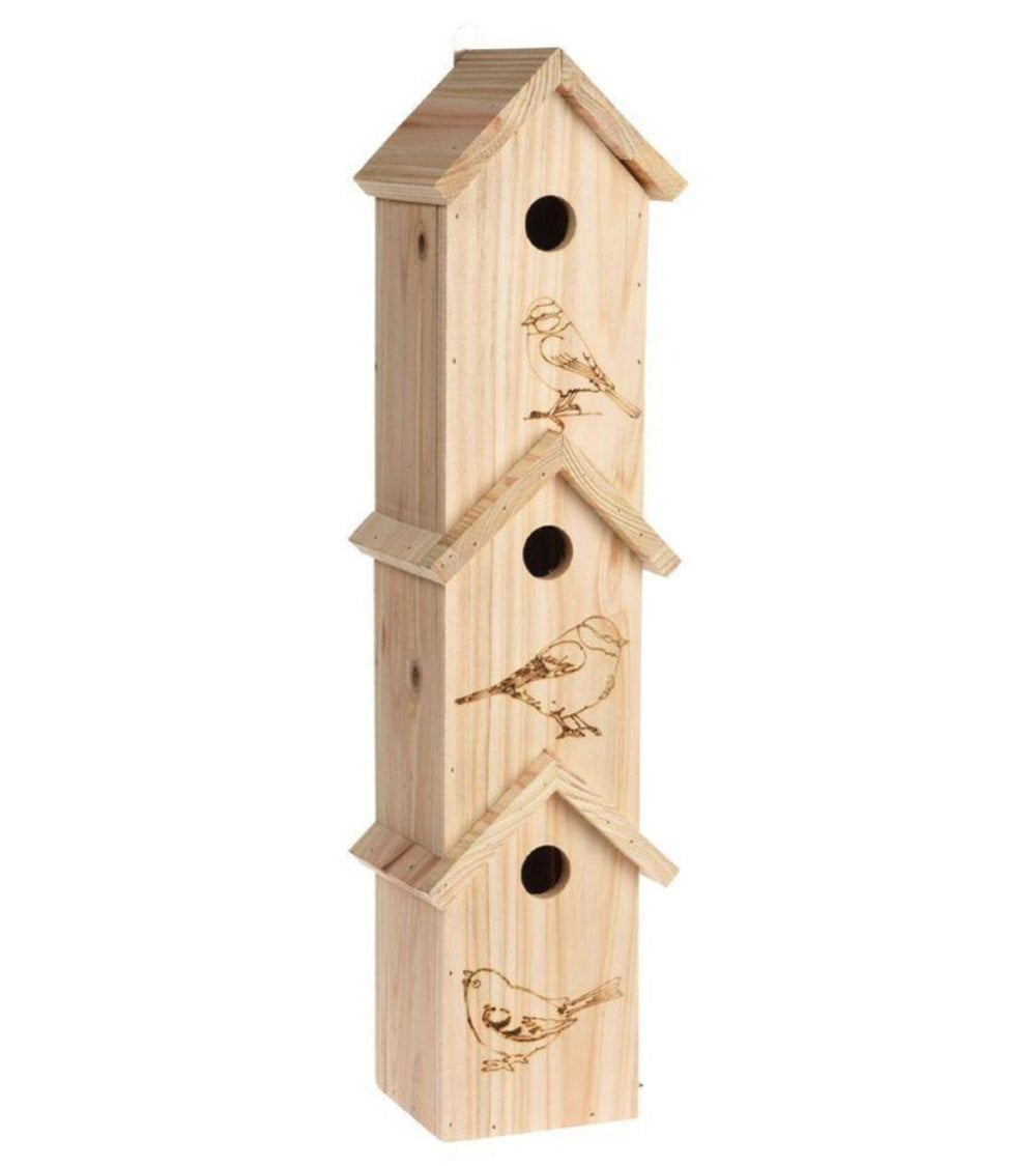 Casita de Pájaros Larga con 3 Niveles