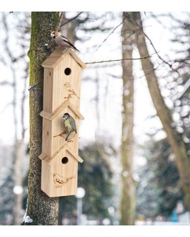 Casita de Pájaros Larga con 3 Niveles