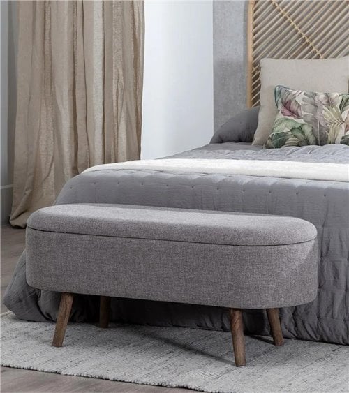 Pie de Cama con Almacenaje de Madera