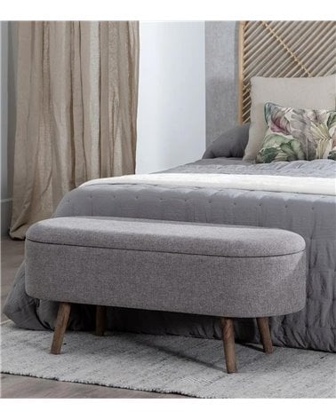 Pie de Cama con Almacenaje de Madera