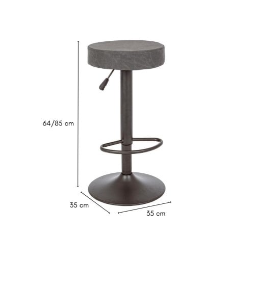 Taburete Alto sin Respaldo Regulable de Metal y Polipiel