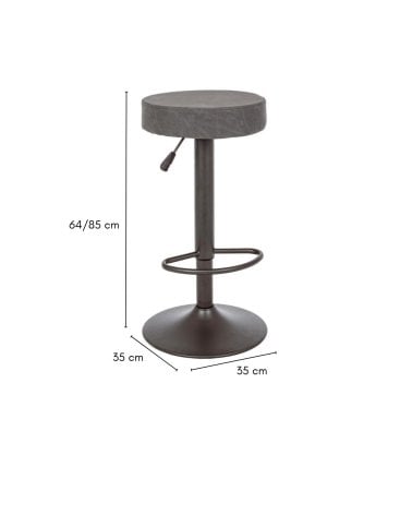 Taburete Alto sin Respaldo Regulable de Metal y Polipiel