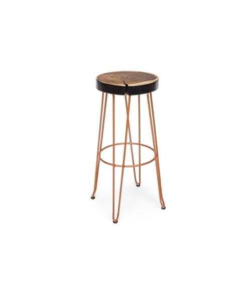 Taburete Alto de Madera y Metal Rakel