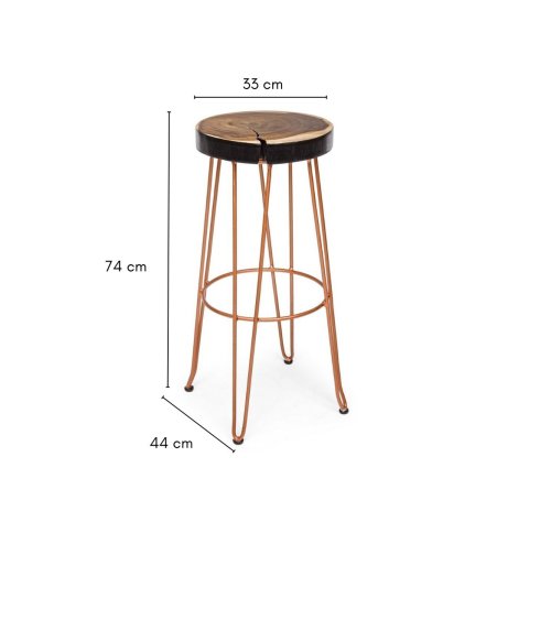 Taburete Alto de Madera y Metal Rakel