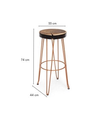 Taburete Alto de Madera y Metal Rakel