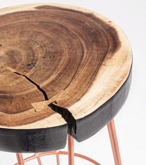 Taburete Alto de Madera y Metal Rakel
