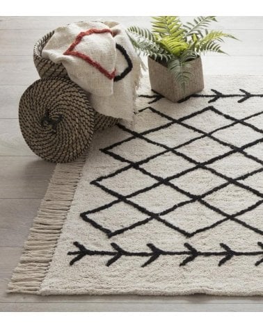 Alfombra Eddy Boho con Tejido Blanco y Negro