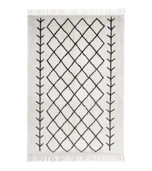 Alfombra Eddy Boho con Tejido Blanco y Negro