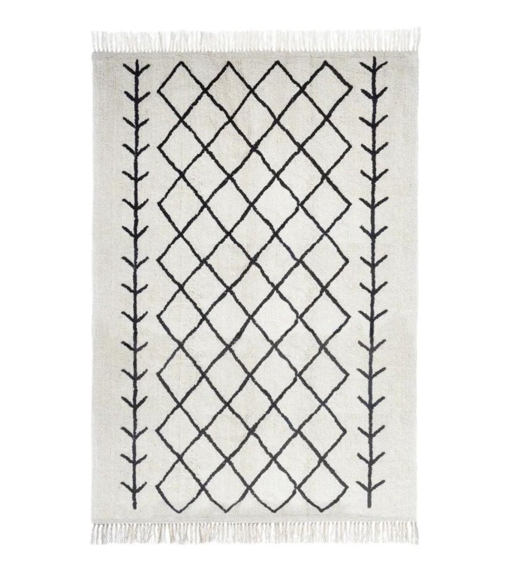 Alfombra Eddy Boho con Tejido Blanco y Negro