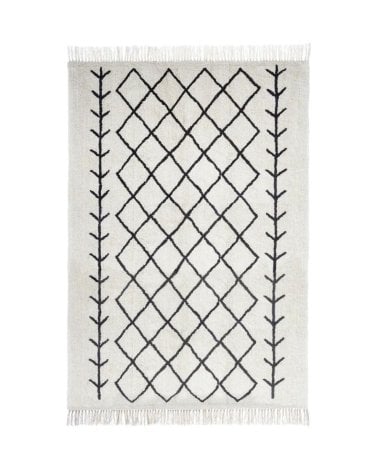 Alfombra Eddy Boho con Tejido Blanco y Negro
