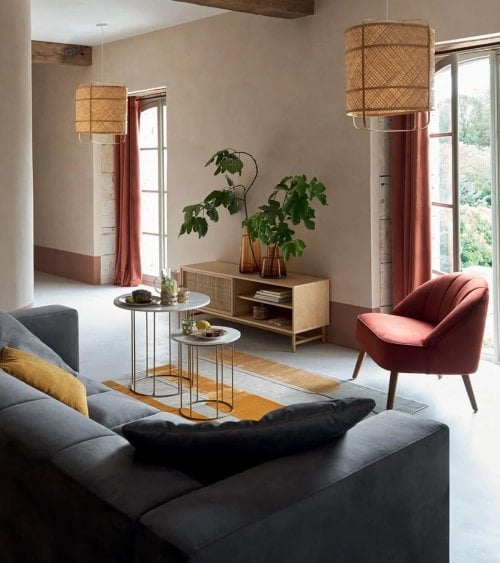 Alfombra Ocre con Arte Geométrico