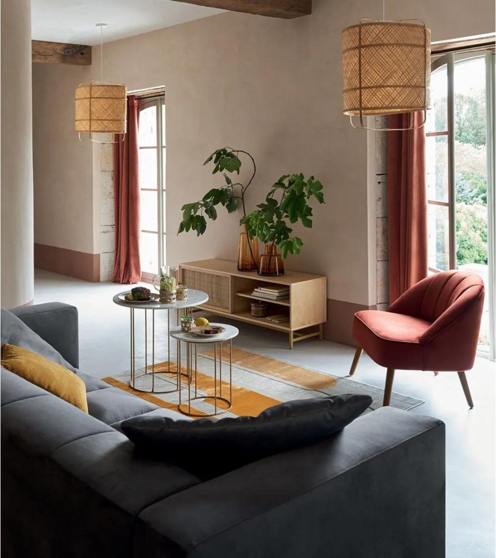 Alfombra Ocre con Arte Geométrico