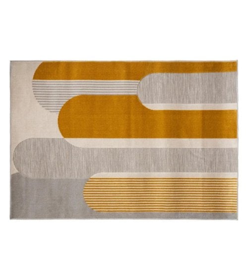 Alfombra Ocre con Arte Geométrico