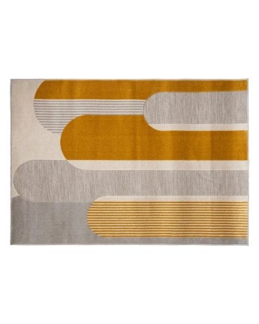 Alfombra Ocre con Arte Geométrico