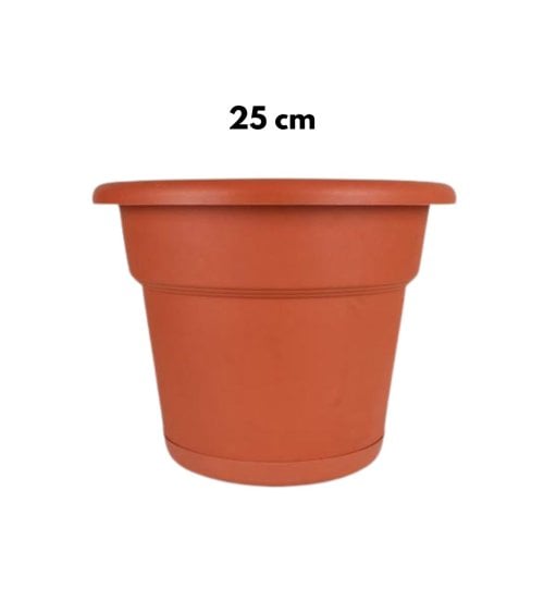 Maceta Estilo Barro con Plato Greentime