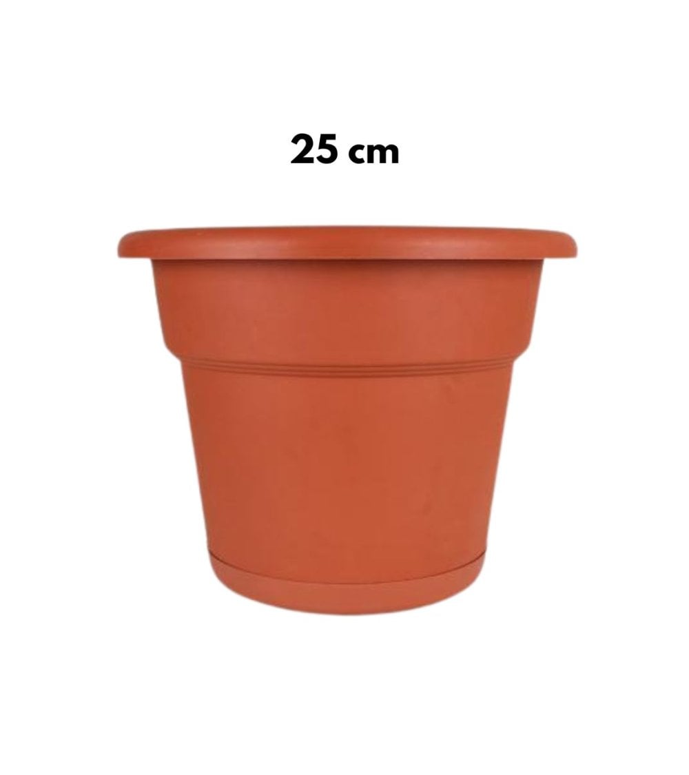 Maceta Estilo Barro con Plato Greentime