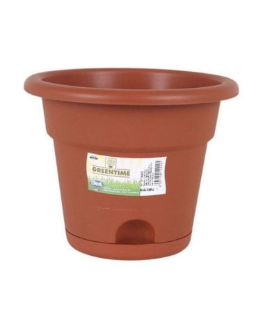 Maceta Estilo Barro con Plato Greentime