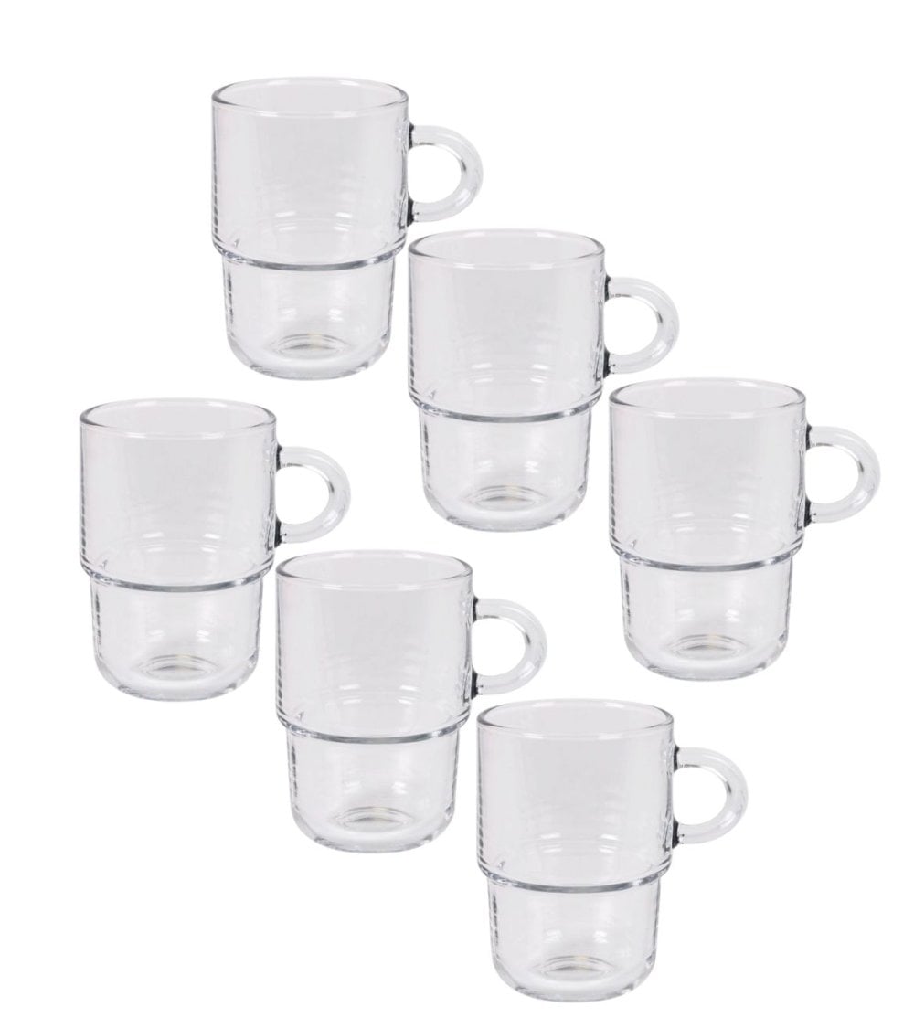 Set de 6 Tazas de Cristal Apilables