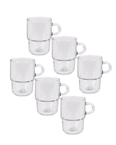 Set de 6 Tazas de Cristal Apilables