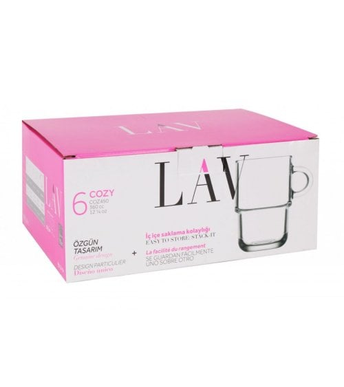 Set de 6 Tazas de Cristal Apilables