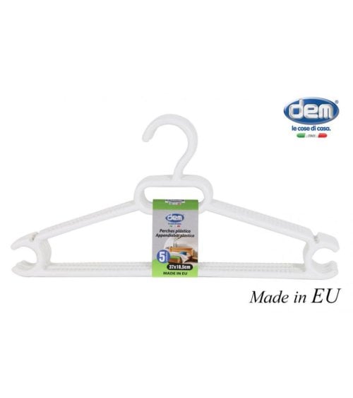 Set de 5 Perchas de Plástico Blancas