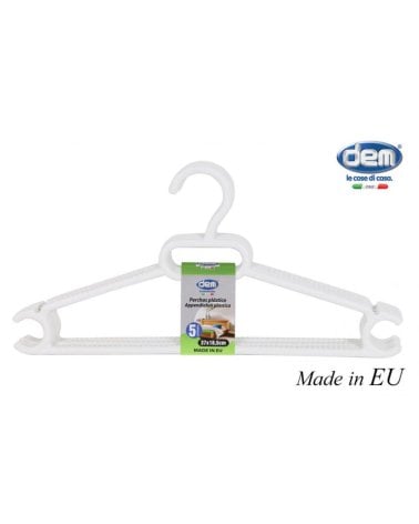 Set de 5 Perchas de Plástico Blancas