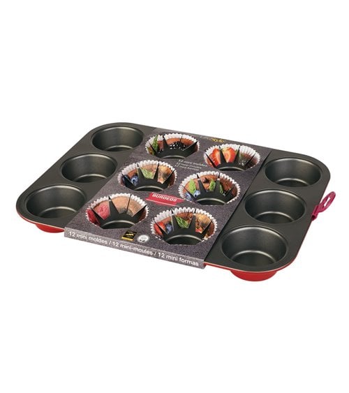 Bandeja de 12 Mini Moldes Antiadherente Burdeos