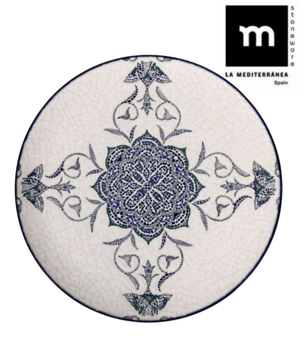 Plato Bajo de Porcelana Rosetta Brillo