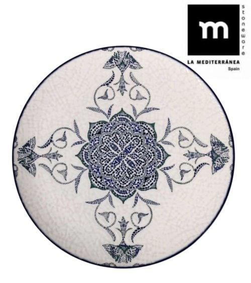 Plato Llano de Porcelana Rosetta Brillo