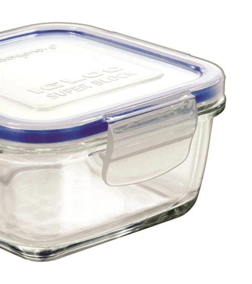 Fiambrera Hermética de Vidrio Azul