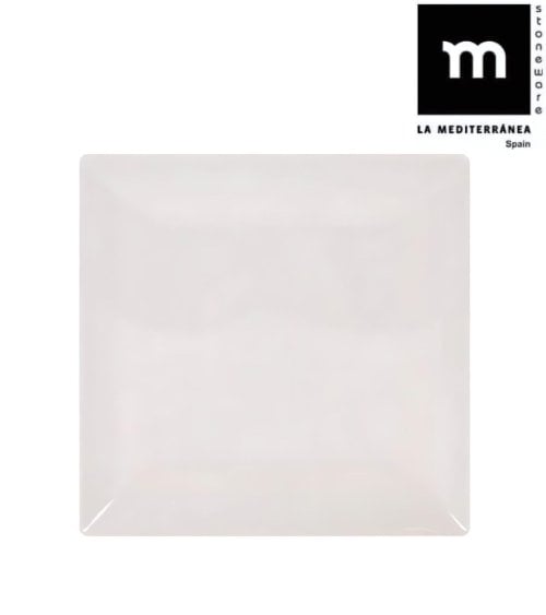 Plato Llano Cuadrado de Porcelana Ivory