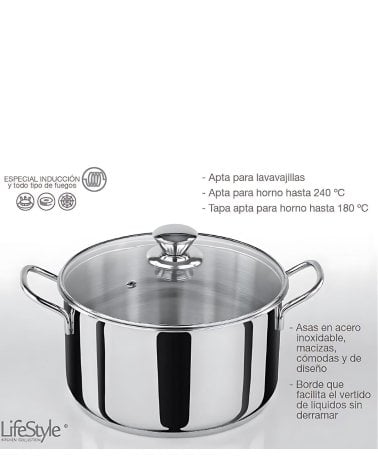 Olla Inox 18/10 Con Tapa de Cristal Chef