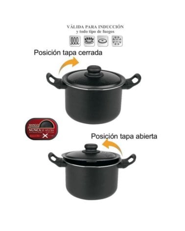 Olla de Aluminio con Tapa Escurridora para Pasta Luxe