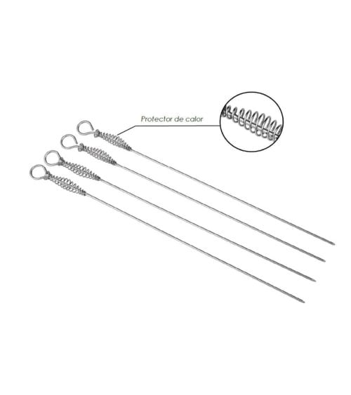Set de 4 Pinchos para Barbacoa con Protección de Calor