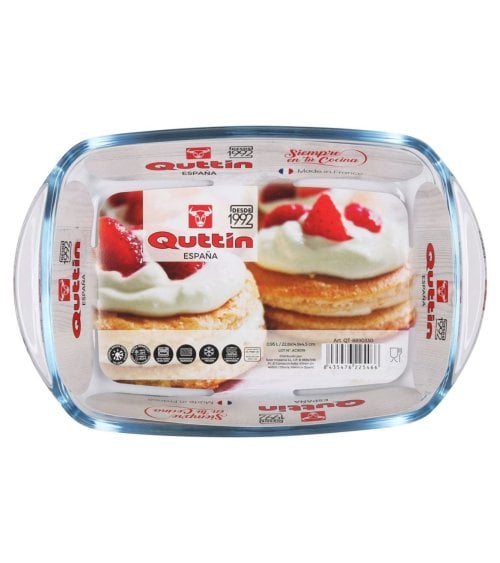 Fuente Rectangular de Cristal con Asa Quttin