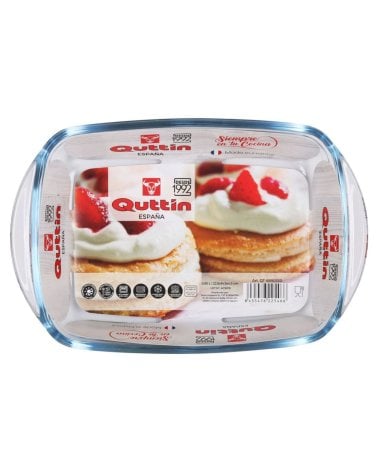 Fuente Rectangular de Cristal con Asa Quttin